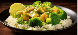 Delicious chicken and broccoli rice meal prep